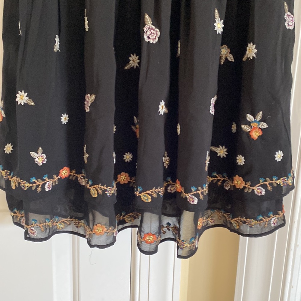 Anthropologie Black Floral Embroidered Midi Dress - Picture 4 of 7
